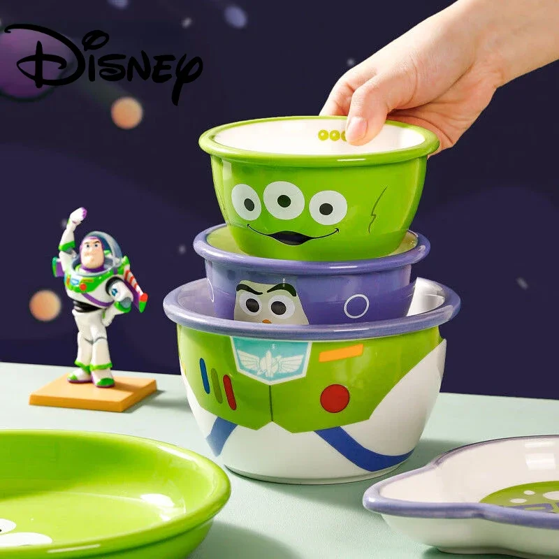 Disney Buzz Lightyear Cartoon Fun Cute Exquisite Tableware Children's Bowl Home Ceramic Salad Yogurt Dish Breakfast Plate Gift