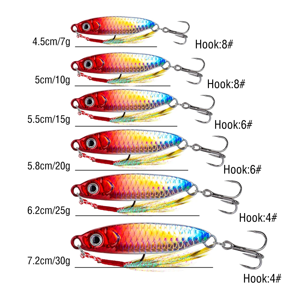 8Pcs Metal Fishing Lure 7g/10g/15g/20g/25g/30g Slow Sinking Fishing Jigs 3D Eyes Laser Fishing Bait with Sharp Hooks for Fishing gallery 4