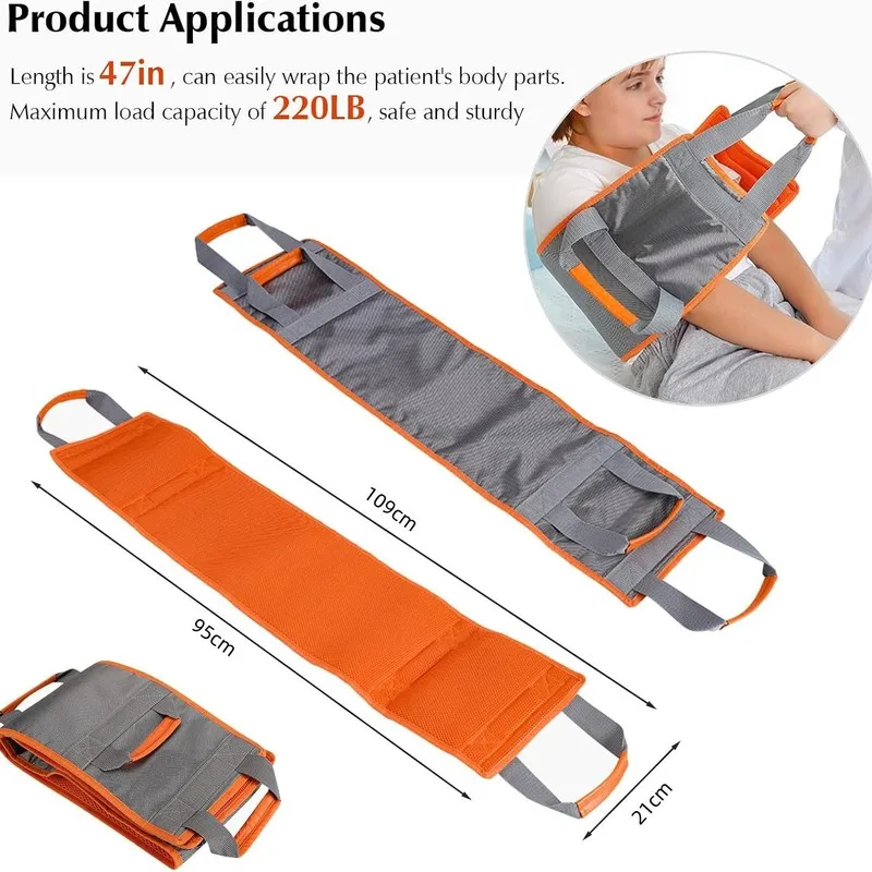 Patient transfer belt with handle，Bed repositioning assist belt，Bedridden elderly person's assistive device for getting up and m - Thumbnail 2