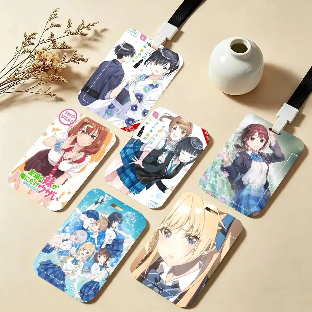 Porta Tarjetas de Identificación con Diseño de Anime Chitose en la Botella Ramune, Correa para el Cuello, Colgante, Porta Credenciales, Lanyard, Llavero, Porta Tarjetas de Trabajo