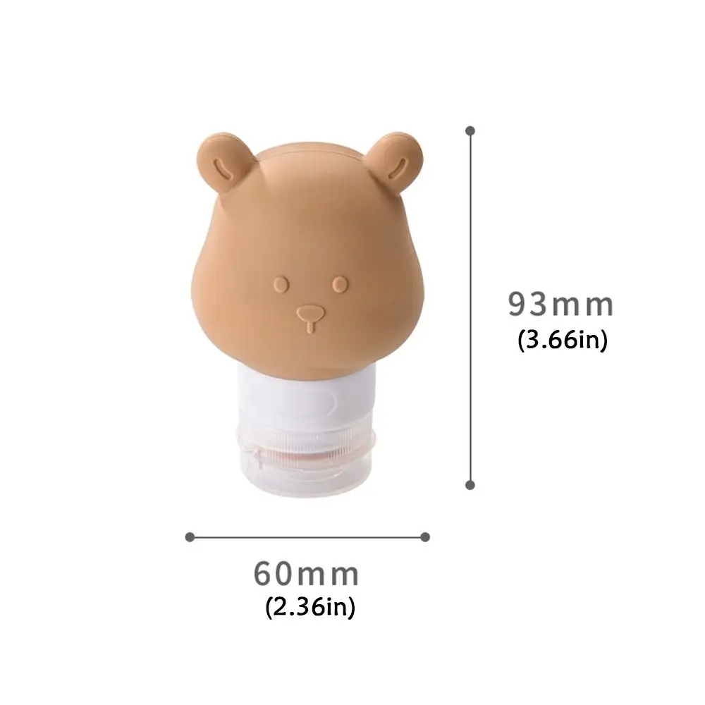 Lovely Bear Shaped Silicone Refillable Bottle Cartoon Silicone Squeeze Container 80ml Leakproof Cosmetic Bottle Shampoo