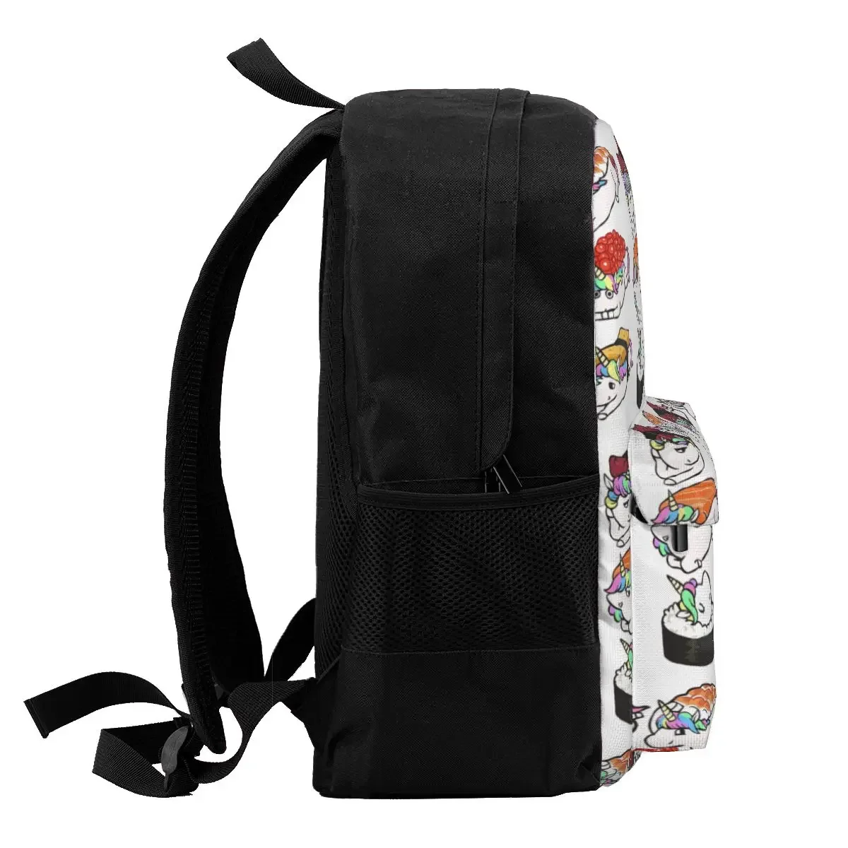 Mochila sushi unicórnio para meninos e meninas, mochila escolar com design cartoon, saco do portátil de grande capacidade