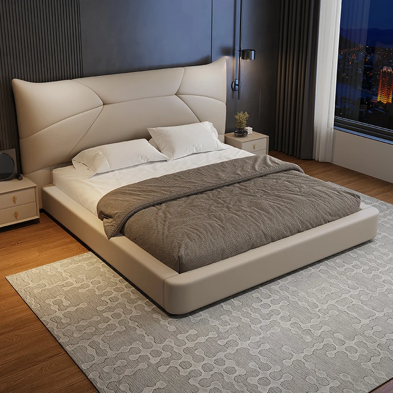 

150 X 200 King Frame Double Bed Headboard Shelves Design Twin Double Bed Luxury House Letto Matrimoniale Furniture For Bedroom