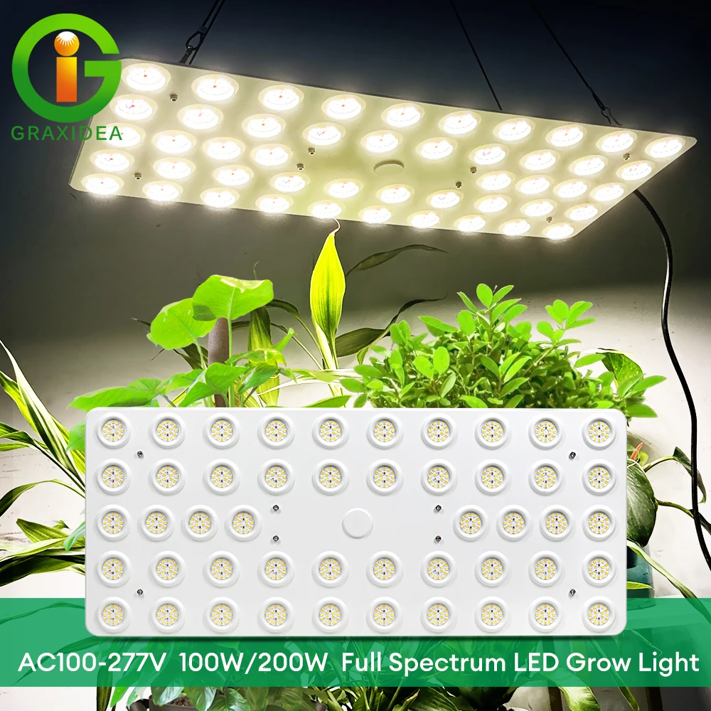 Professioneller LED-Chip LM281B AC100-277V Hoher PPFD 100W 200W Vollspektrum Dimmbares Schaltbares Aluminium-Lampengehäuse LED-Wachstumslampe