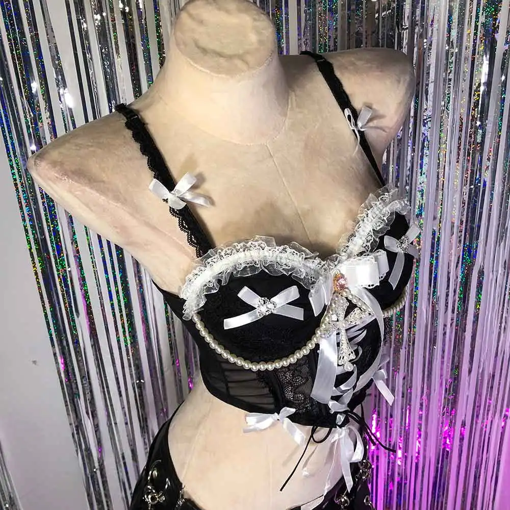 

Панк-рок Гот Y2K Холтер Камзол Топы Крест Клубная Одежда Ручная Работа DIY Эмо Готический Танк E-Girls Гранж Kawaii Эко Лук Harajuku