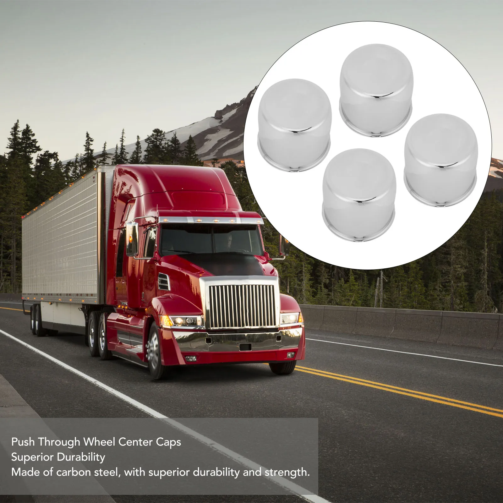 محور العجلة مركز دفع من خلال قبعات مركز العجلة سهلة التركيب نظرة أنيقة 4.25in لشاحنة مقطورة RV SUV عجلات الحافات #6