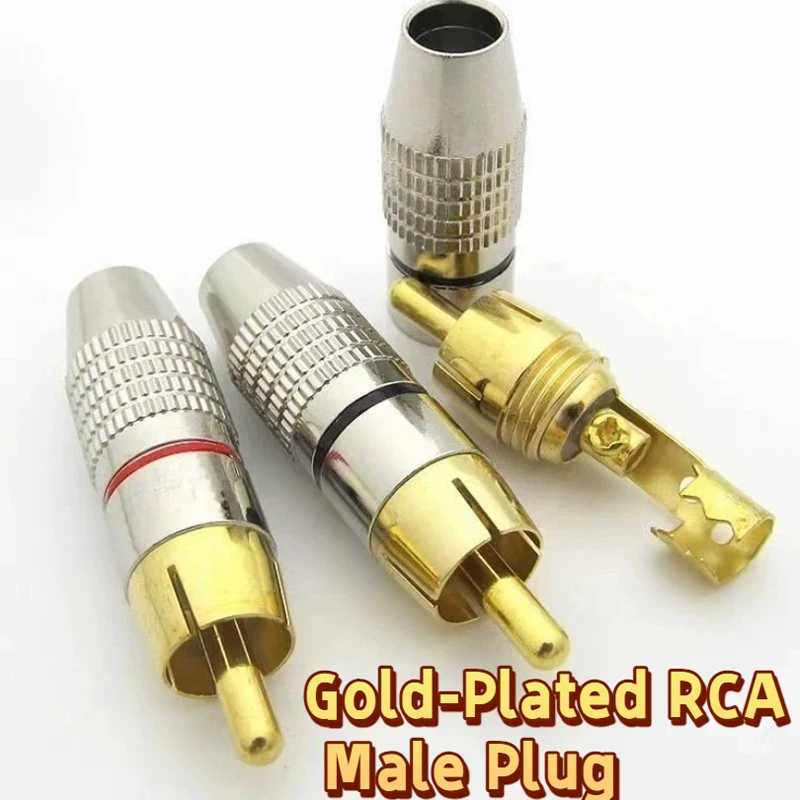 

Gold-Plated RCA Male Plug - Screw Locking Audio Video Connector for Receiver & Sound Systems