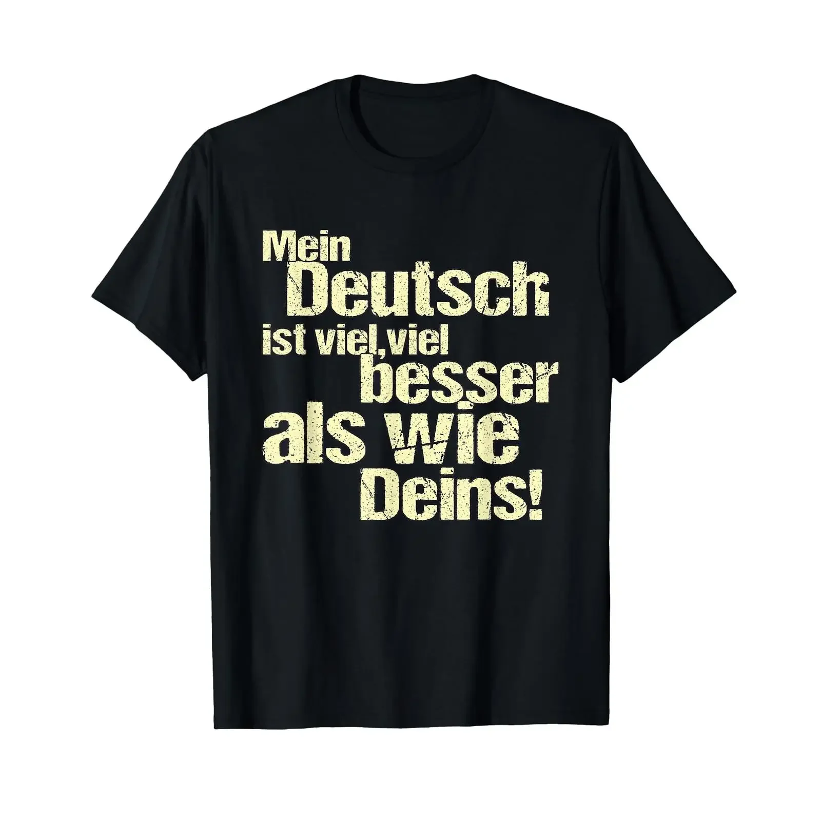 T Shirt with German Text Besser Language vintage Washed streetwear designer clothes Comfortable Stretched Unisex Versatile