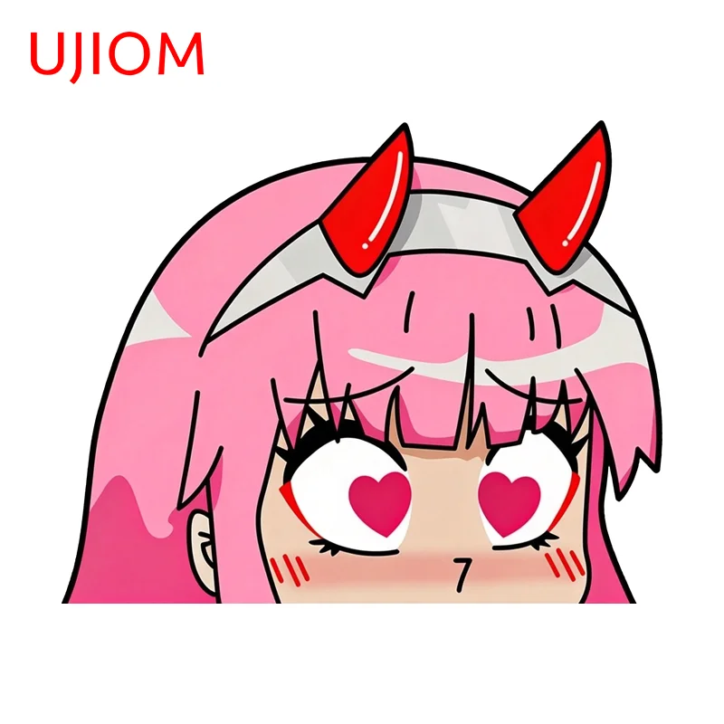 UJIOM Zero Two Cute Peeker Wall Sticker Premium Eye Catching Design Unique Waterproof Decal Suitable For Bedroom Bathroom Decor