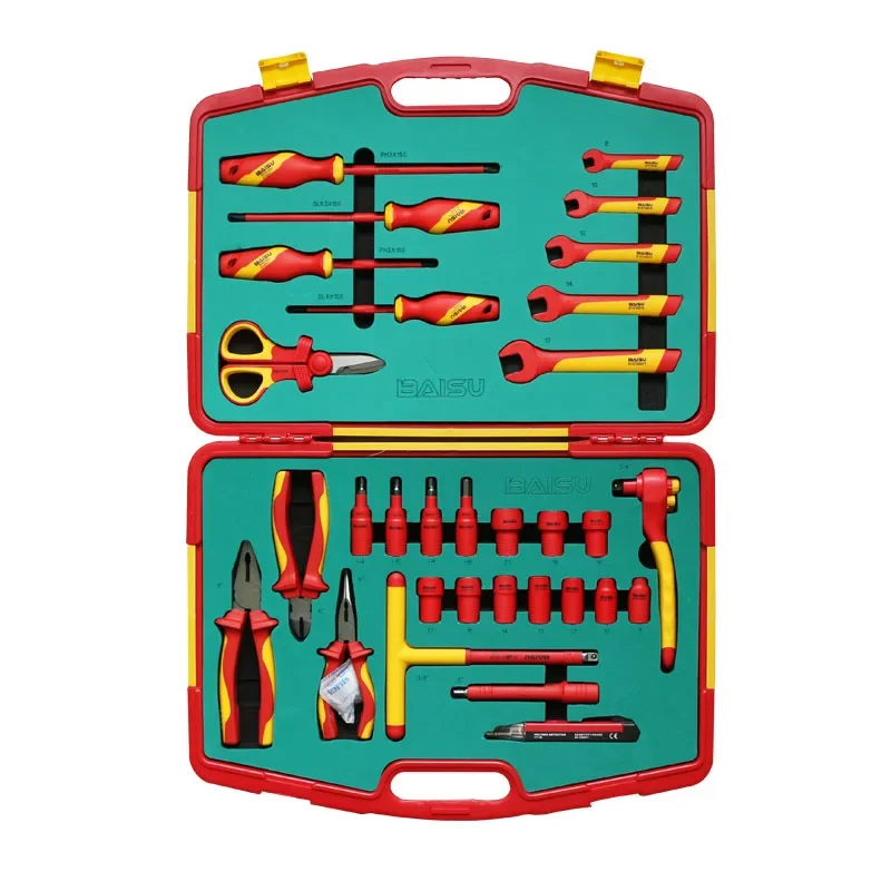 VDE Electrician Auto Repair Insulation Tool Set New Energy Vehicle Tools with Ratchet Wrench Screwdriver for Vehicle Maintenance