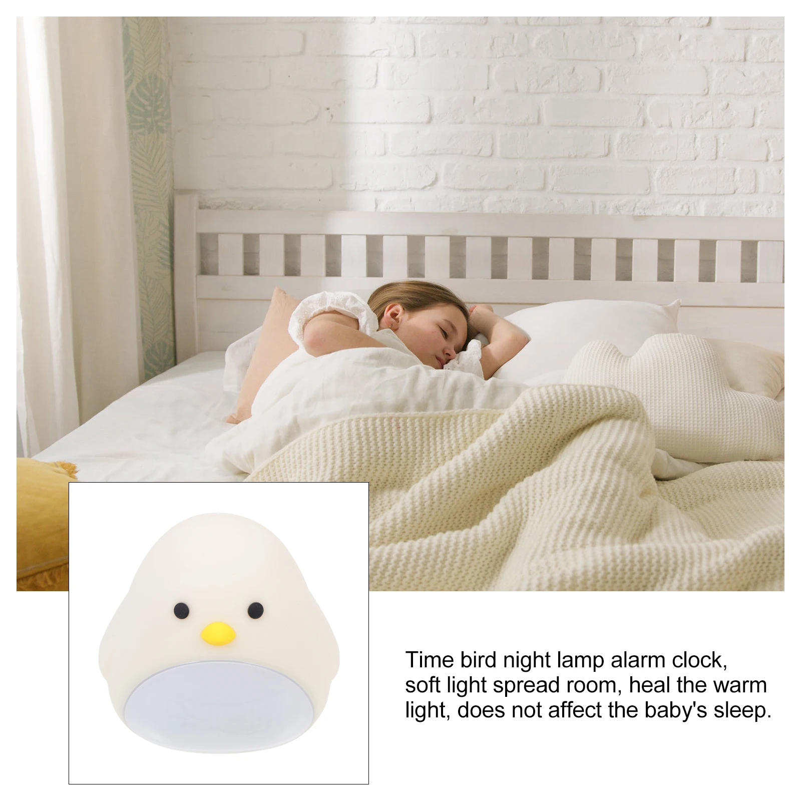 

1 set Smart Night Alarm Clock USB White Clocks for Bedroom Cartoon Night Light Kids Small Space Desk Lamp