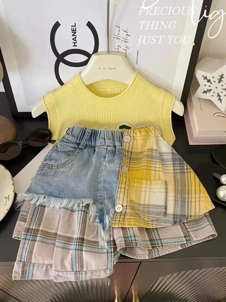 Girls Skirts Irregular Skirt 2024 New Summer and Spring Korean Style Fashion Baby Girl Dress Sweet Cool Striped Skirts