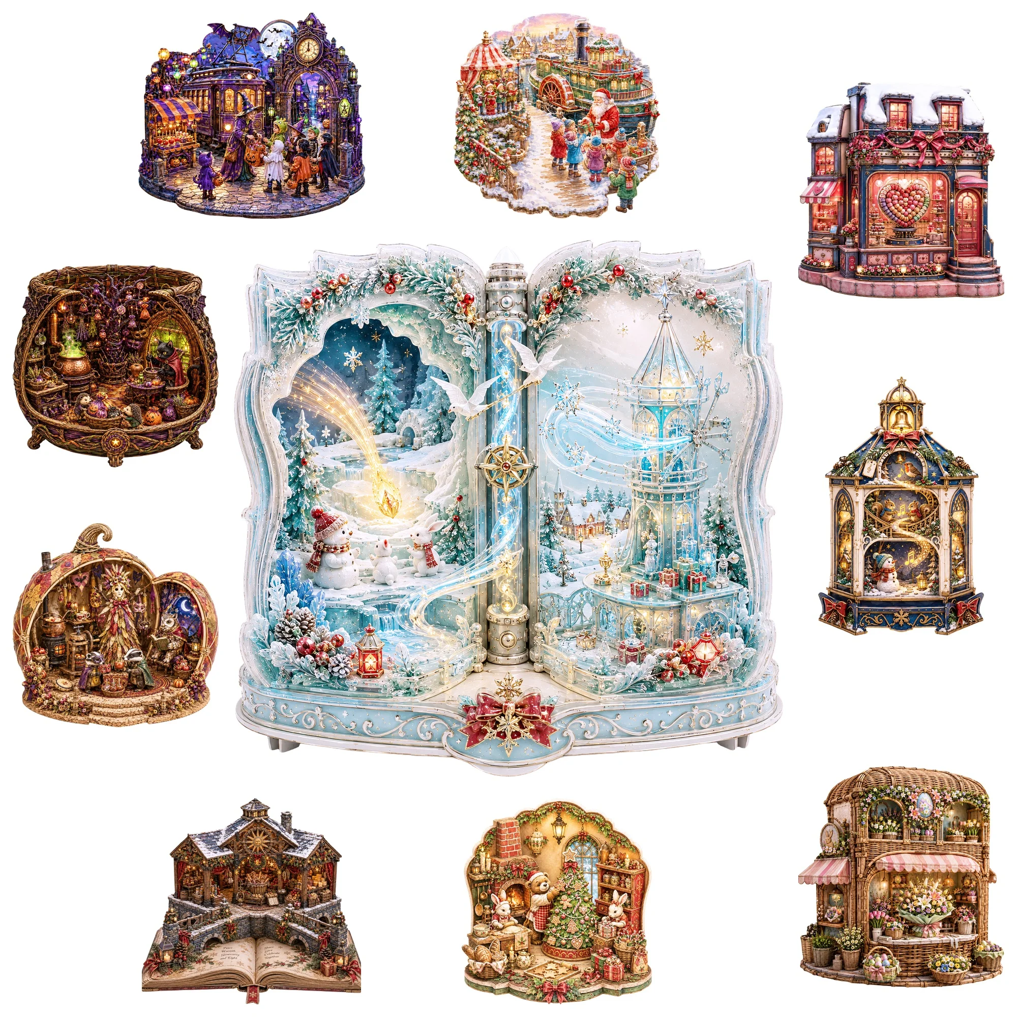 Winter Book Flat Wooden Puzzle Puzzle Game Toy Animal Jigsaw Puzzle Unique Gift for Any Occasion Gift for Teens Kids
