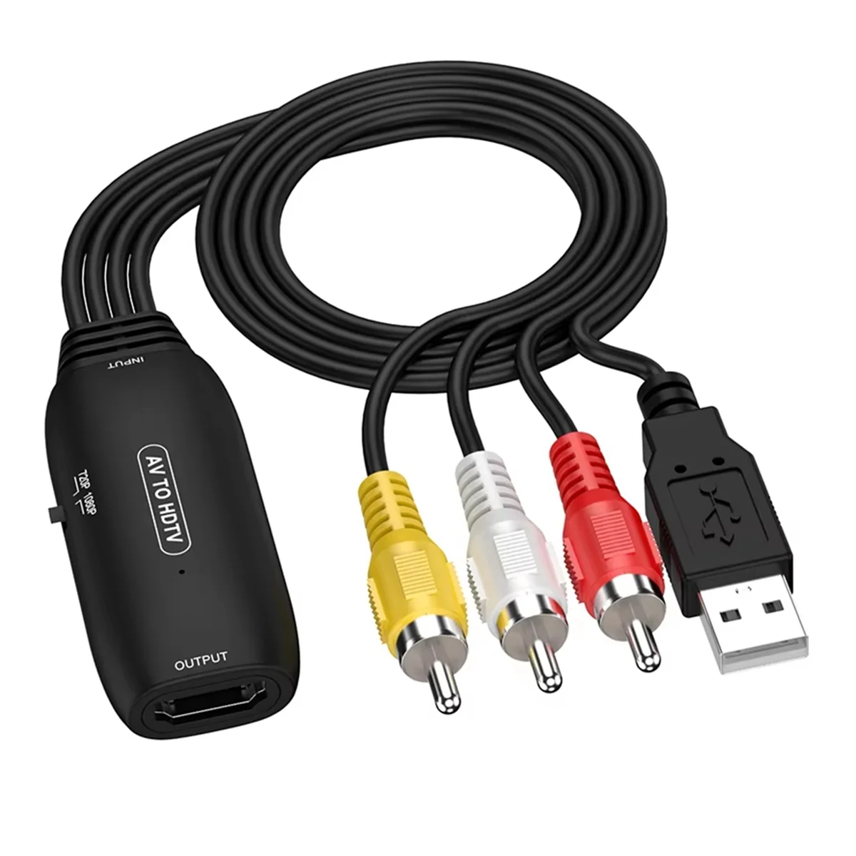 New Tech 1080P AV to -Compatible Adapter Converter Cable Video Adapter for Set Top Box Blu-Ray DVD