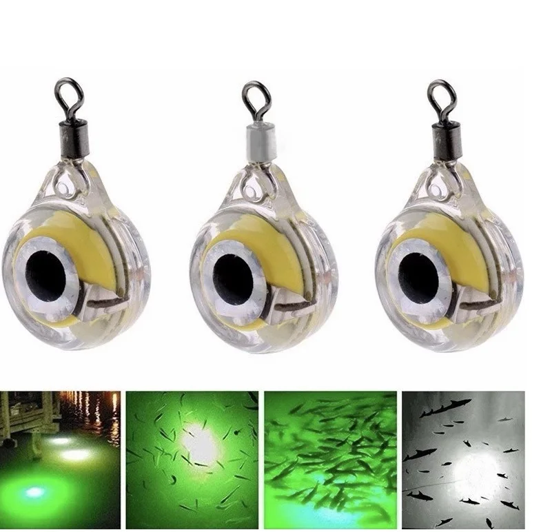 5Pcs Mini Fishing Lure Light LED Deep Drop Underwater Eye Shape Fishing Squid Fishing Bait Luminous Lure for Attracting Fish