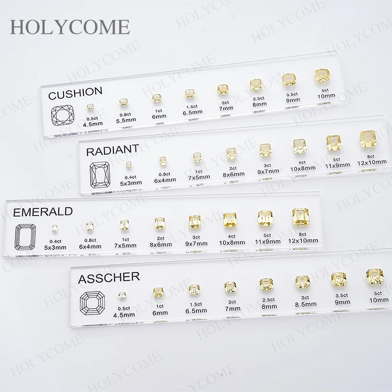 Updated Free Custom LOGO Kit Fancy Shapes CZ Diamond Carat Chart Comparison Set Reference White Pink Yellow Gemstone Selectable