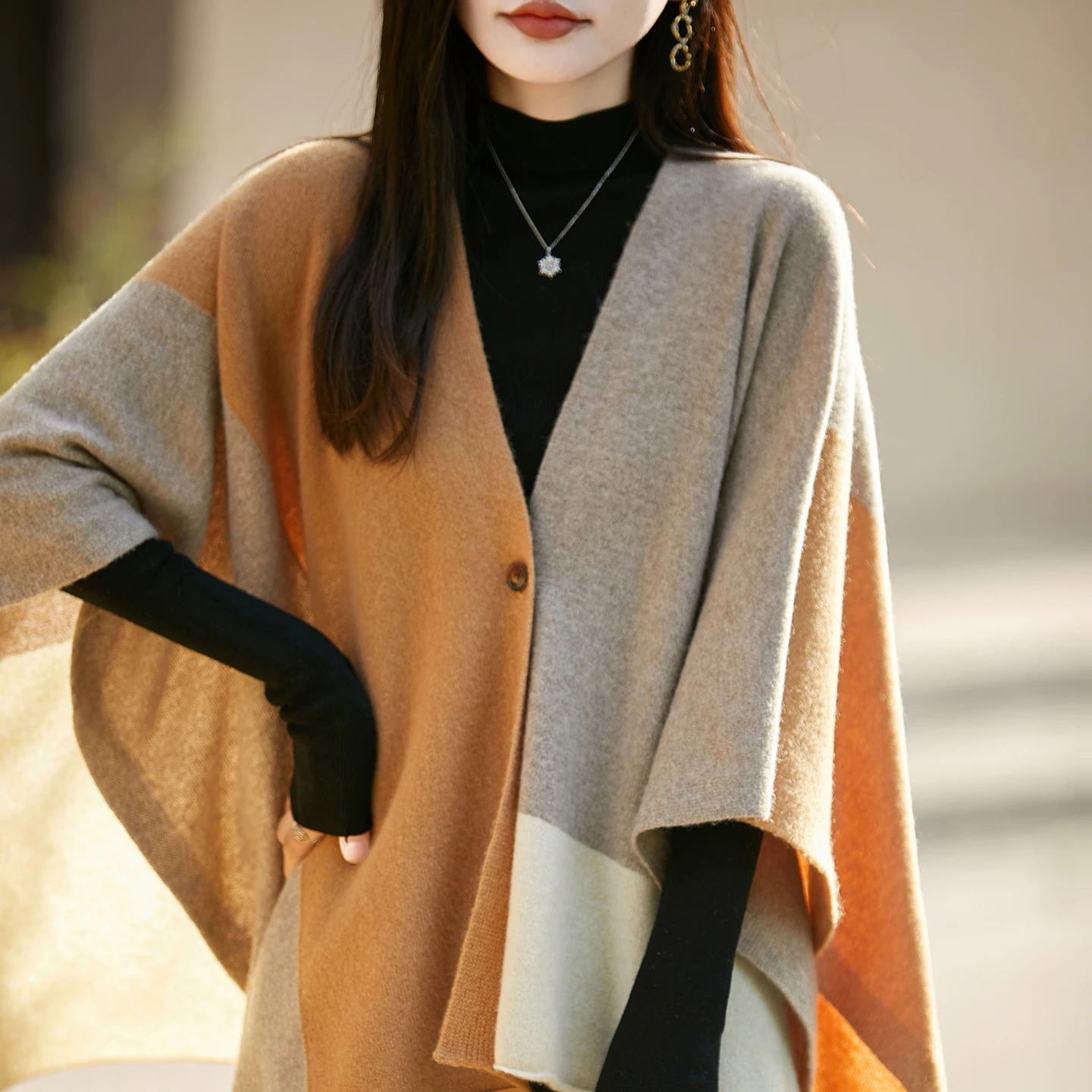 women's-wool-spring-autumn-winter-new-style-100-merino-wool-knitted-cloth-office-women's-grace-wool-sweater-color-blocked-shawl