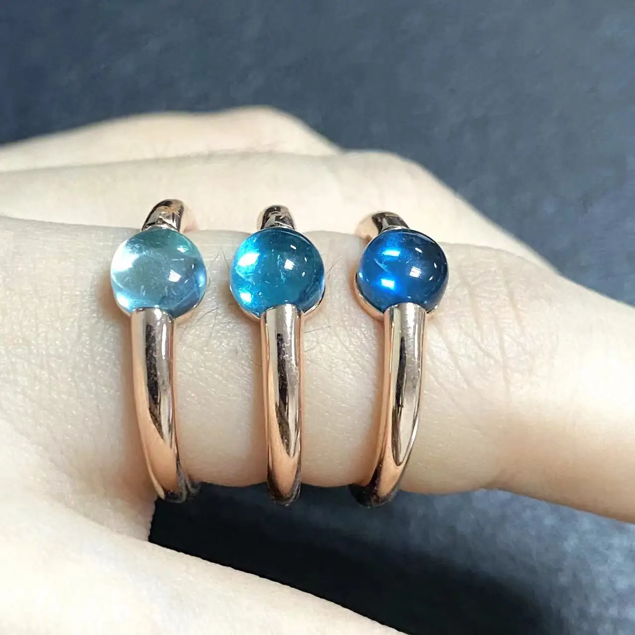 Anillo 40 colores cristal de caramelo anillo redondo Simple anillo turquesa para mujer chapado en oro rosa joyería de moda regalo de cumpleaños