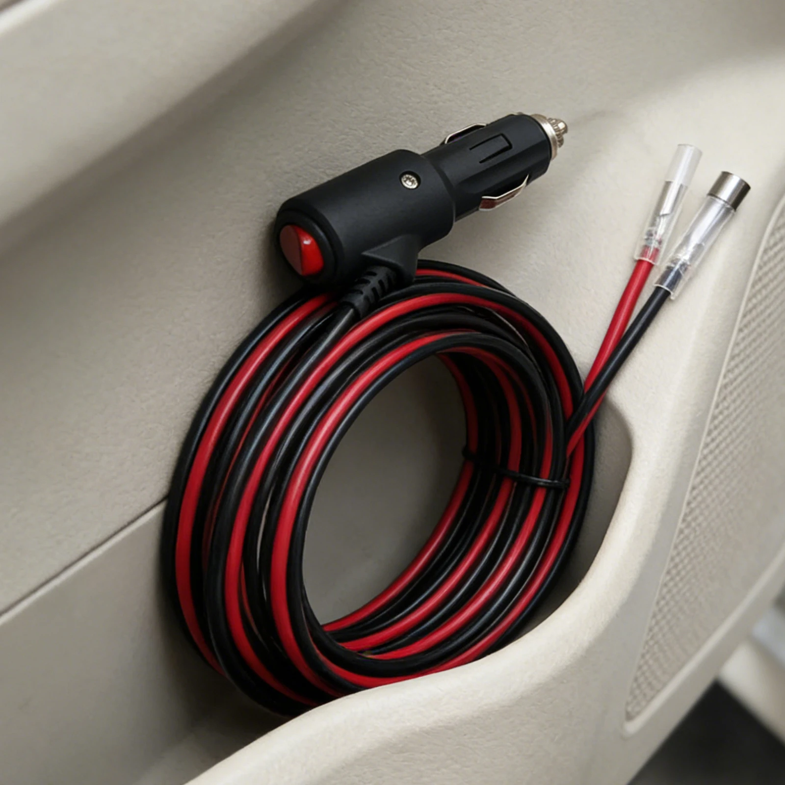 

12/24V Copper Lighter Socket Plug Connector Extension Wire Male Car Cigarette Cable w/ On-Off Switch for Automobile Refit DC