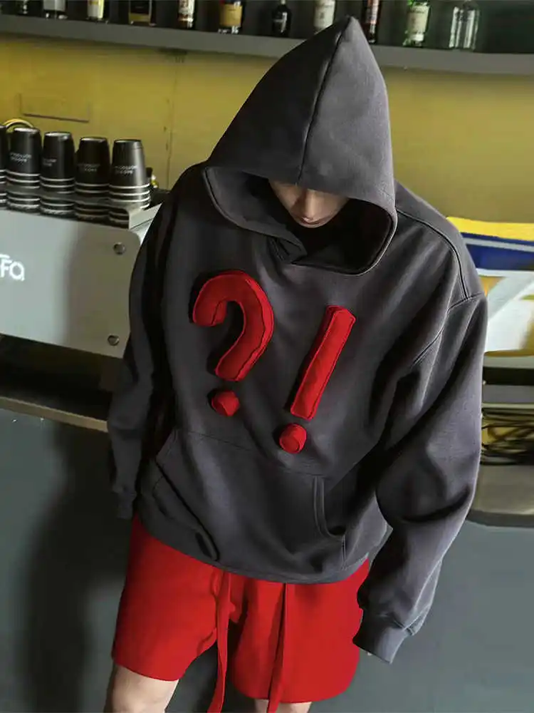 

Oversize Hoodie Sweatirt Men's Autumn Winter Thi Hard American Retro High Street Cotton Stuffing 3D Mong Couple's Jaet