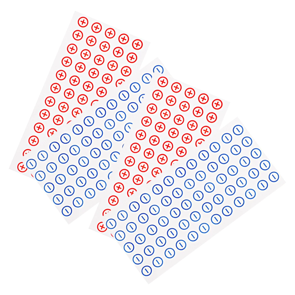 4 Sheets 12mm PVC Power Polarity Stickers Red Blue Labels Warning Safety Signs Traffic Symbols Terminals Marker