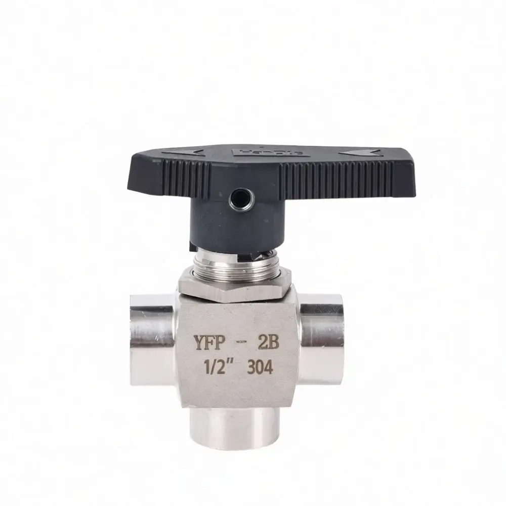 Corrosion Resistant 304 Stainless Steel T Port Ball Valve Female Thread Industrial Valve For High Pressure Flow Piping