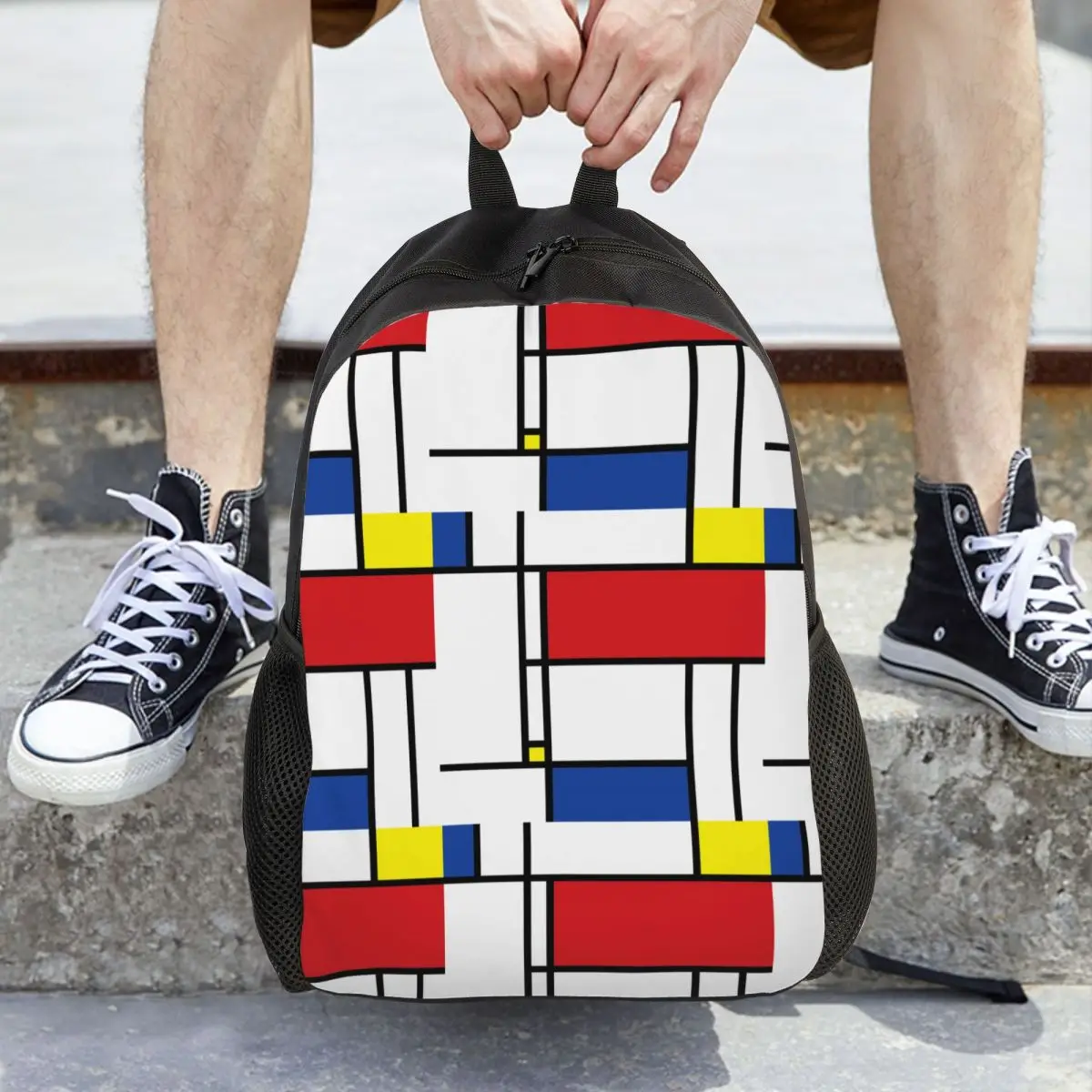 

Mondrian Minimalist Backpack Hot Sale Daypack Large Capacity Boys Girls BookBag School Bag Shoulder Bags for Men Women