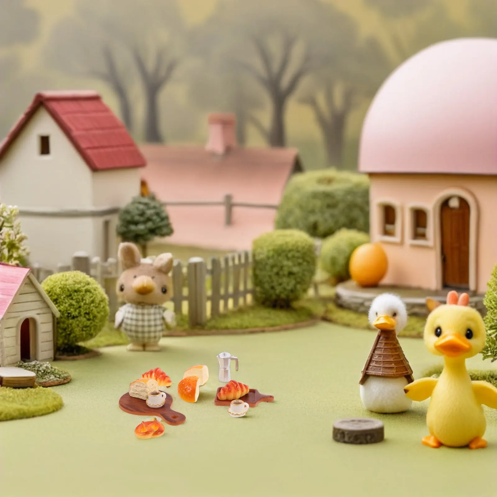 

Набор миниатюрных диорам для завтрака: реалистичные миниатюрные бутерброды, кофе, напитки из смолы, аксессуары для кукольного домика, миниатюрная еда