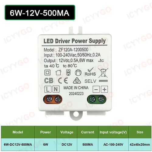 3W 6W 10W 12W DC12V 24V Lighting Transformer 250MA 500MA 830MA 600MA Driver Suitable For LED Light Strip 3528 5050 Power Supply - Image 13