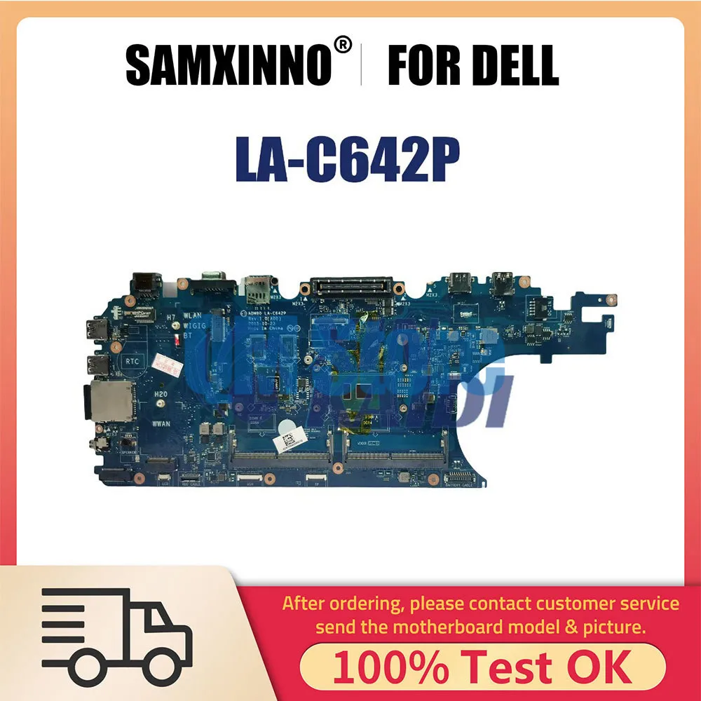 

Laptop Motherboard For Dell Latitude E5570 LA-C642P 0GVKV9 0WK23X 0J1PDD 216-0864018 Notebook Mainboard I7-6600U V2G