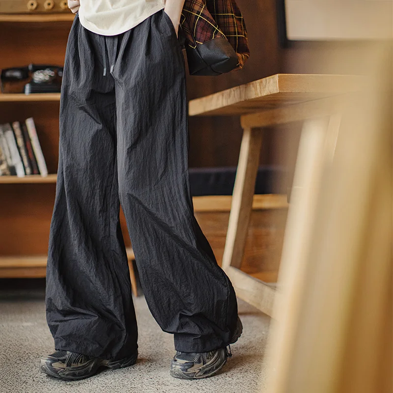 Maden المرأة السوداء سريعة الجافة السراويل البضائع غير رسمية واسعة الساق الرباط مرونة الخصر السراويل الصيف في الهواء الطلق مطاطا الكاحلين بنطلون