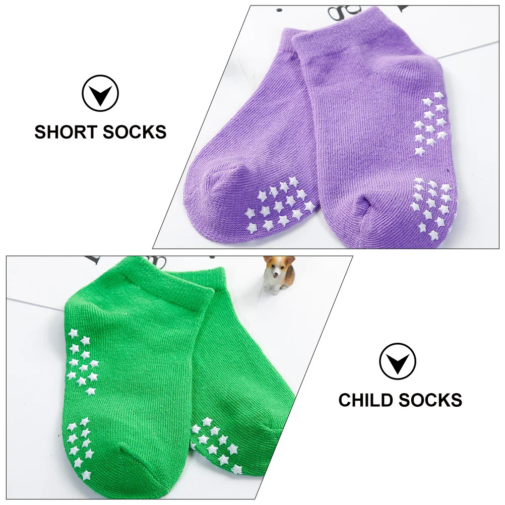 

6Pairs Kids Socks Comfortable Cotton Stockings Non Slip for Toddlers Breathable Sweat Absorbent Soft Elastic Opening