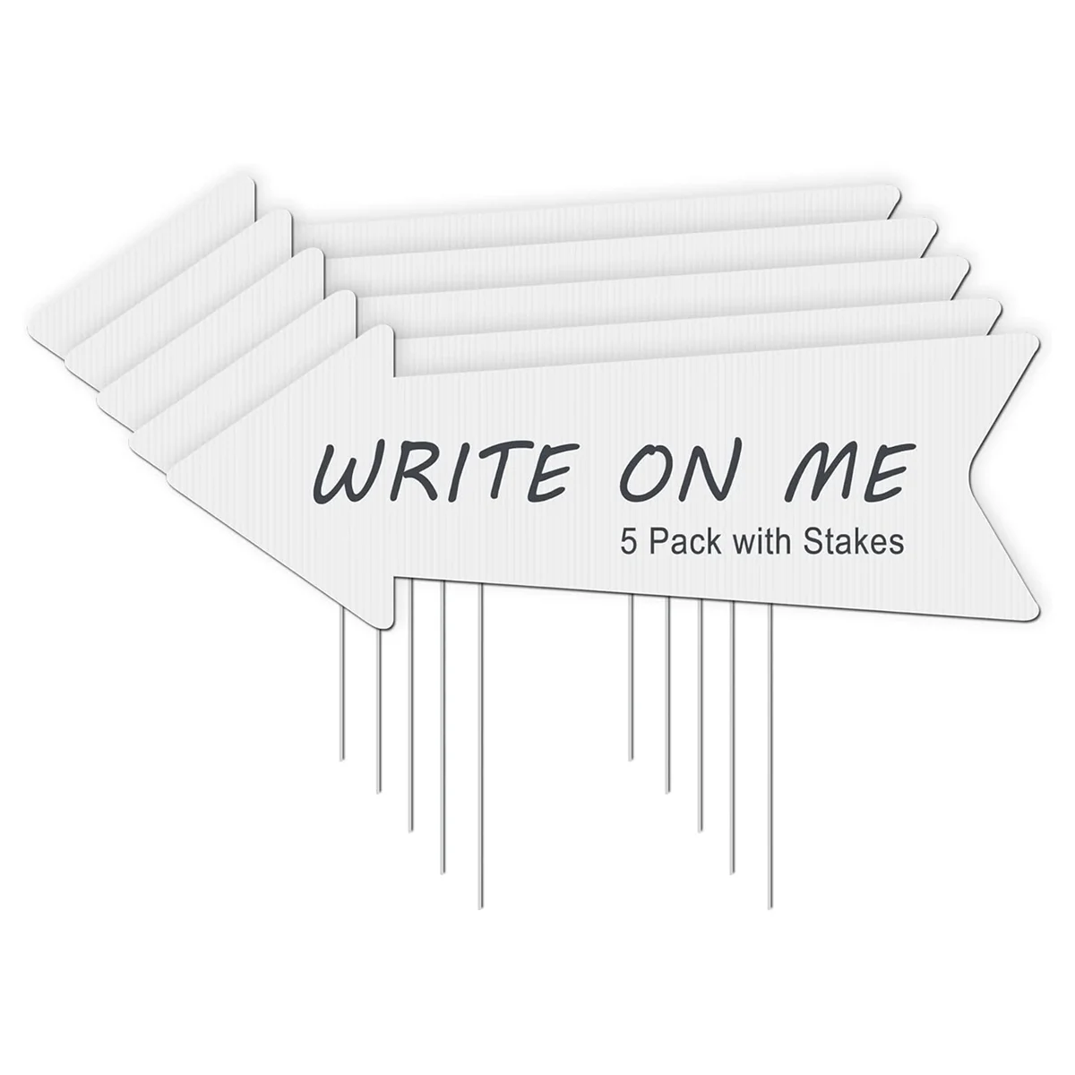A99U Blank Arrow Yard Signs with Stakes, 5 Pack 17 x 6 Inches White Blank Wedding Directional Yard Signs, Arrow Yard Signs