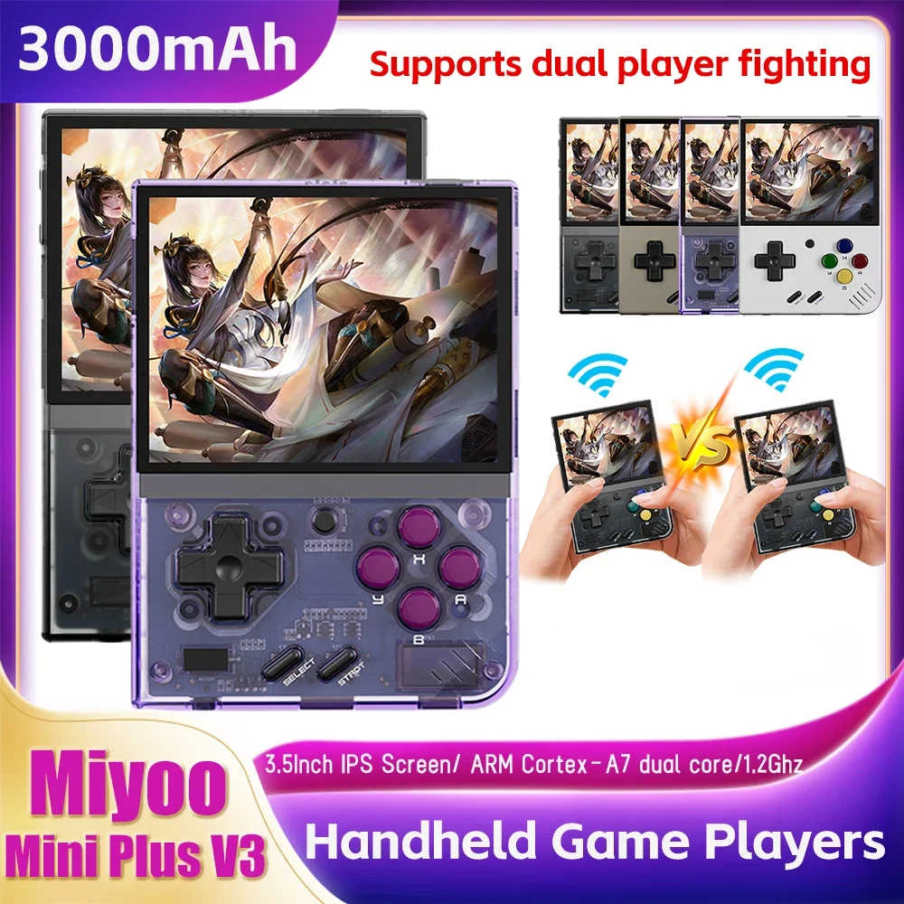 

MIYOO MINI + Portable Retro Handheld Video Game Console 5000 Games 3.5Inch IPS HD Screen Linux System Gaming Emulator for FC GBA