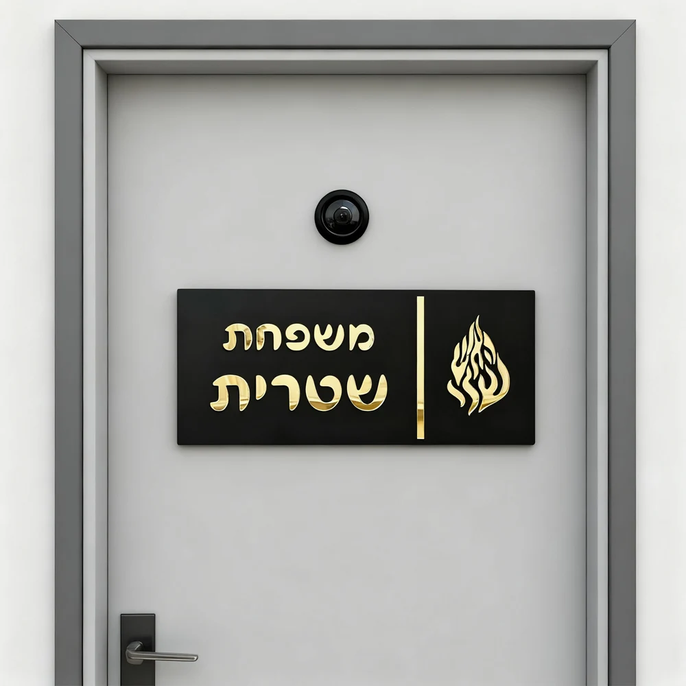 

Custom Hebrew Family Name Sign Entrance Sign for Door Modern Apartment Door Plate House Numbers Acrylic 3D Last Name Sign Gift