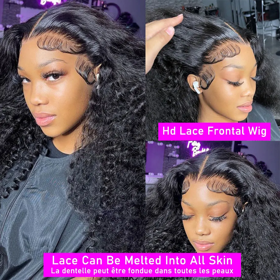 

HD Transparent Lace Front Human Hair Wigs 30 Inch Deep Wave Lace Frontal Wigs Brazilian Full Deep Curly Human Hair Wig For Women