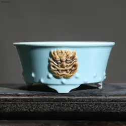 Purple Clay Flower Pot Ceramic Bonsai Pot Chinese Style Glazed Multicolor Retro Flower Pot Desktop Decorative Flower Pot LC313