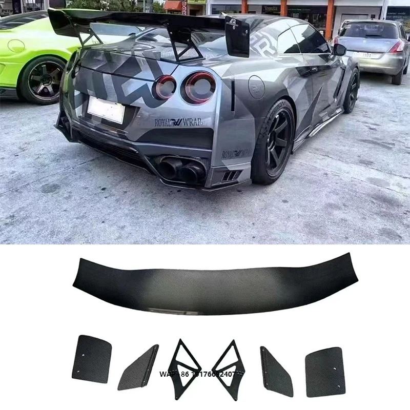

High Quality Carbon Fiber Apr Style Carbon Fiber Rear Spoiler Wing for GTR R35 Carbon Fiber Rear Big Wing Tested Fitment