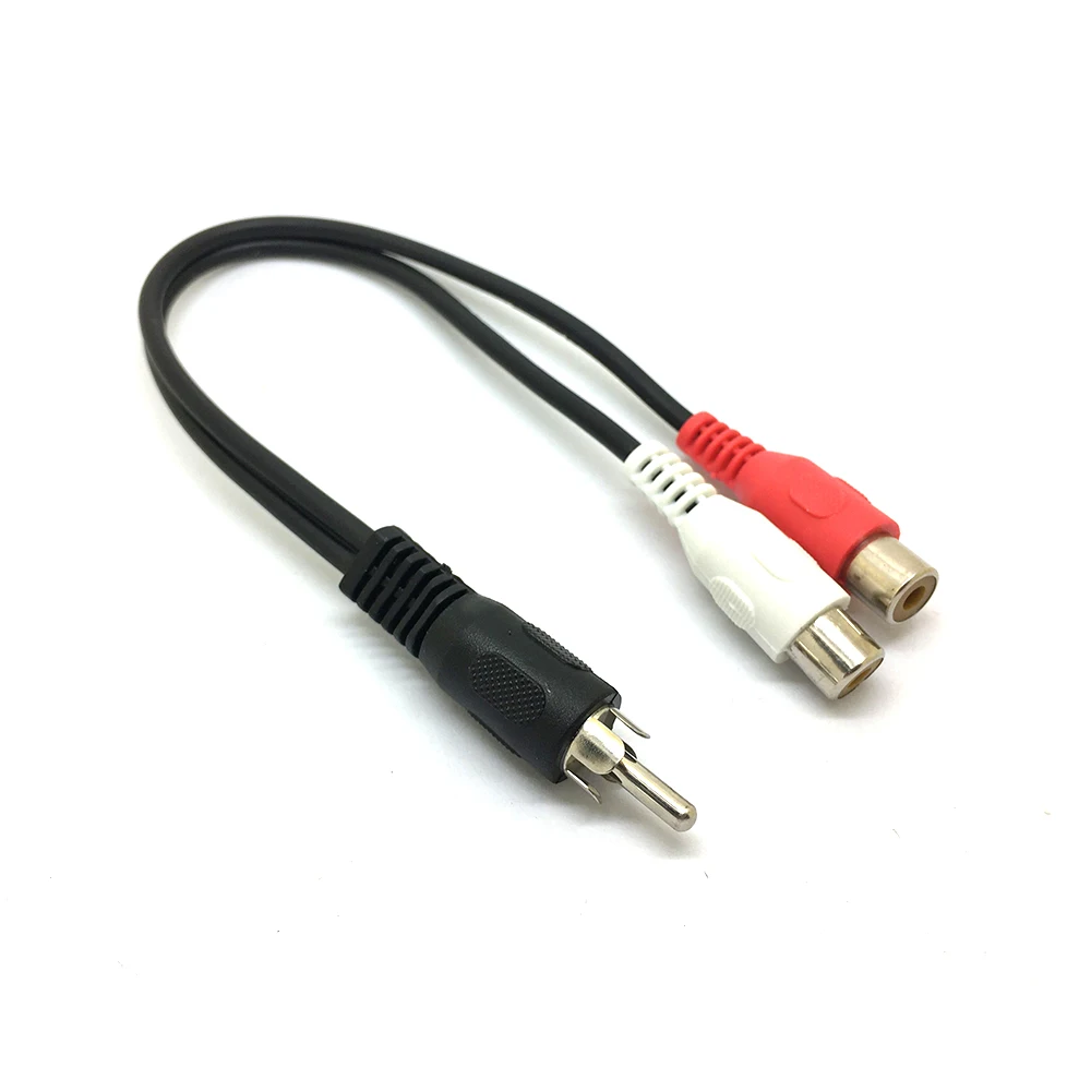 1 RCA Male Mono To 2 RCA Female Stereo Audio Splitter A/V Y Cable Cord