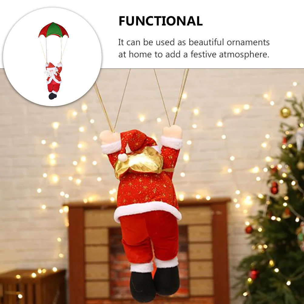 Mini Skydiving Santa Elder Plush Figure Toys Christmas Tree Hanging Ornament Cloth Claus Decoration Festival Adornment