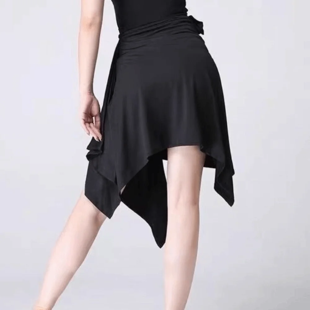 Korte rok Effen kleur Latin dans Skate Rok Hip Lace Up Wrap Sjaal Danskleding Onregelmatige jurk Driehoeksdansrok Oefening
