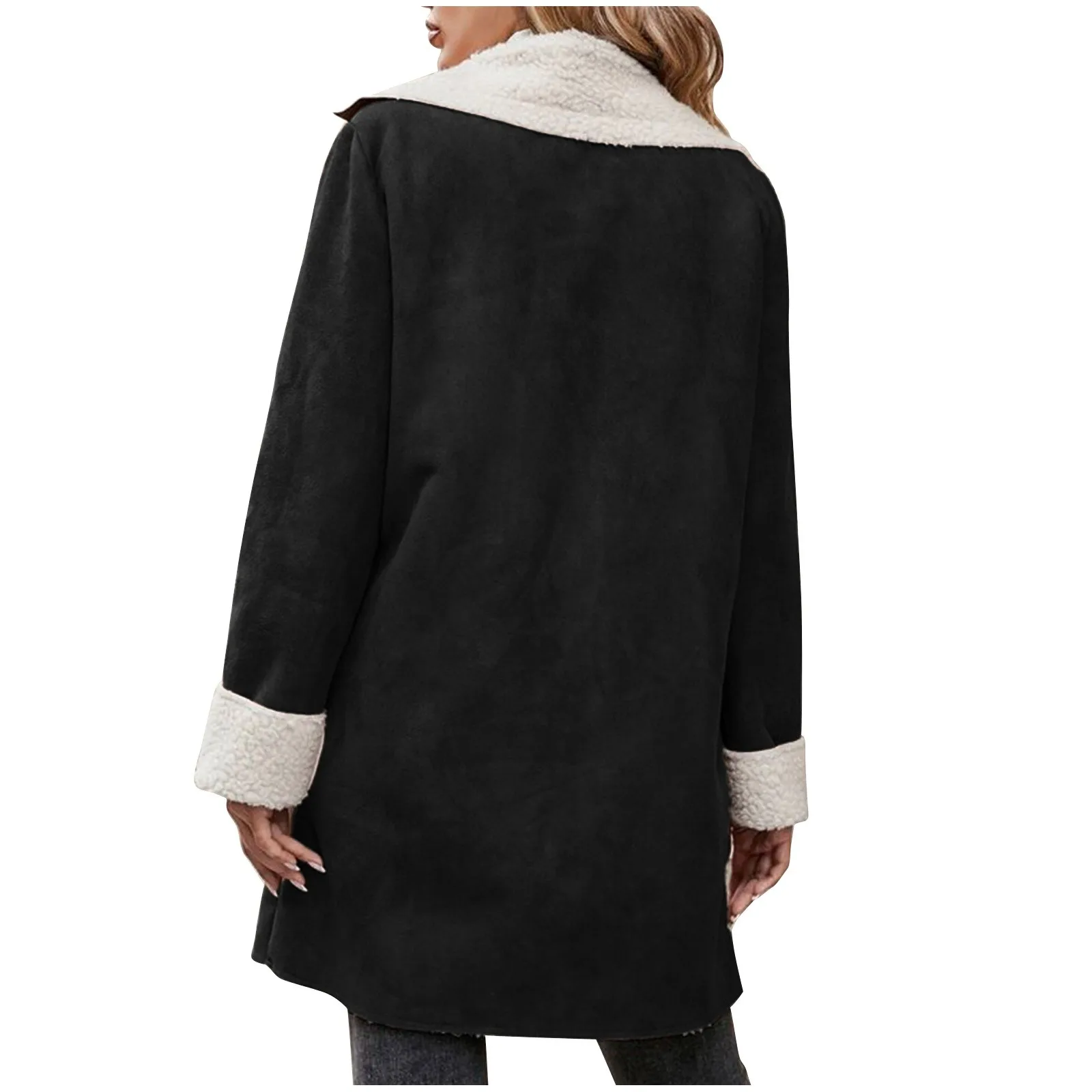 

Womens Winter Coats Plus Size Fleece Lined Jackets 2024 Suede Coats Warm Notch Lapel Outerwear Coats Sweatshirt Tops Women
