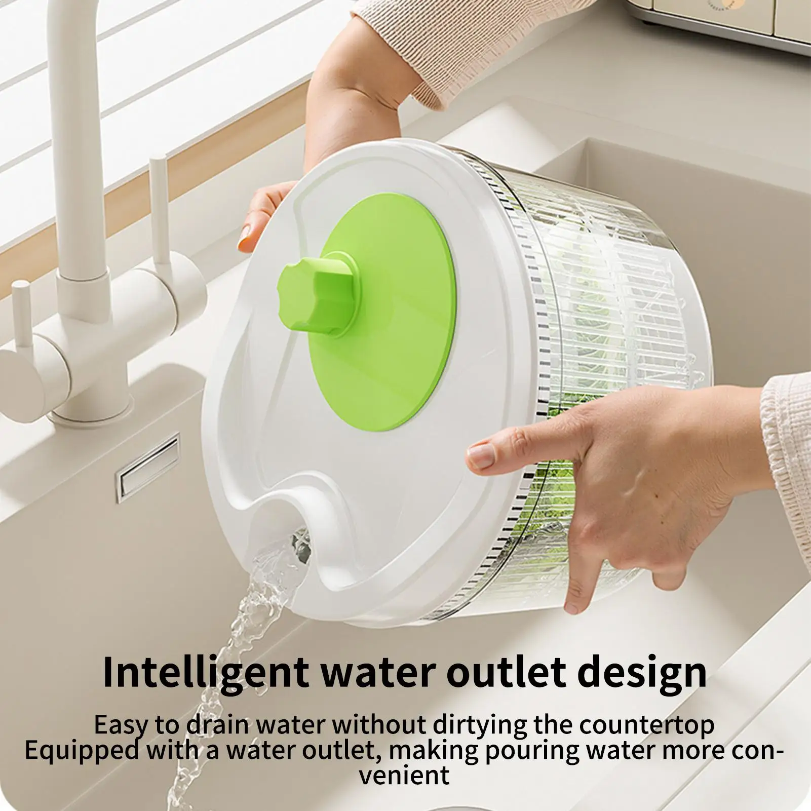 Veggie Spinner Manual Crank Produce Dryer Colander with Drain Spout Vegetable Dryer Spinner for Home Cooks Parents Homeowners
