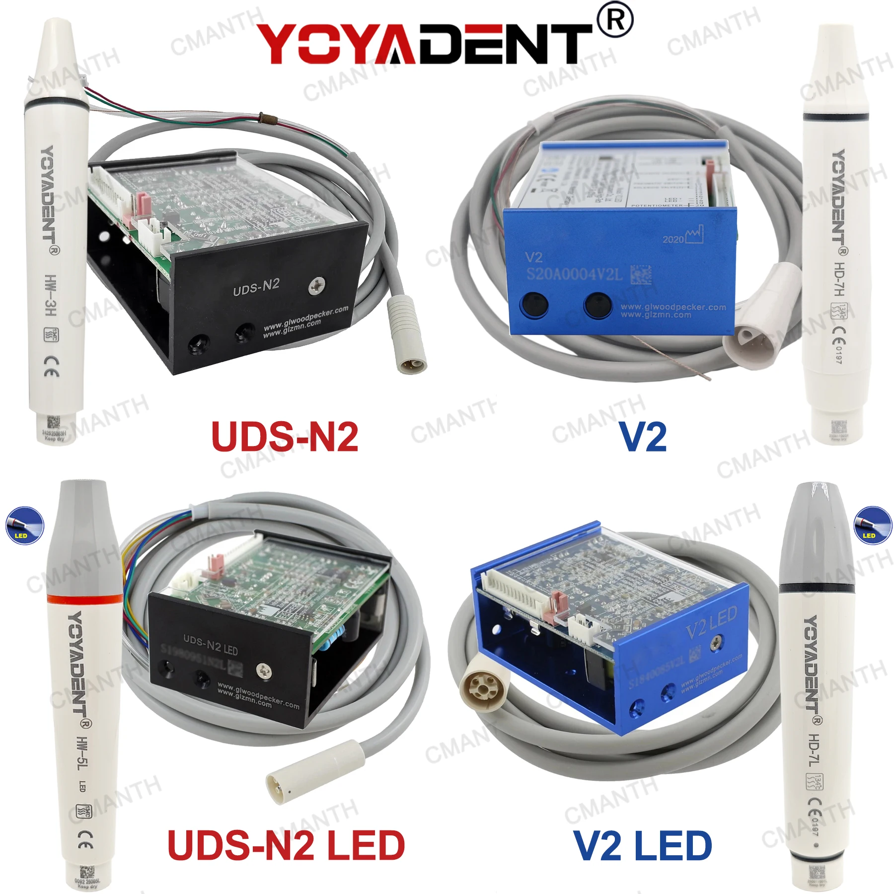 Dental Built in Ultrasonic Scaler UDS LED N2 V2 HW-5L HD-7L Handpiece Scaling Tips For Dentistry Teeth Cleaning Whitening