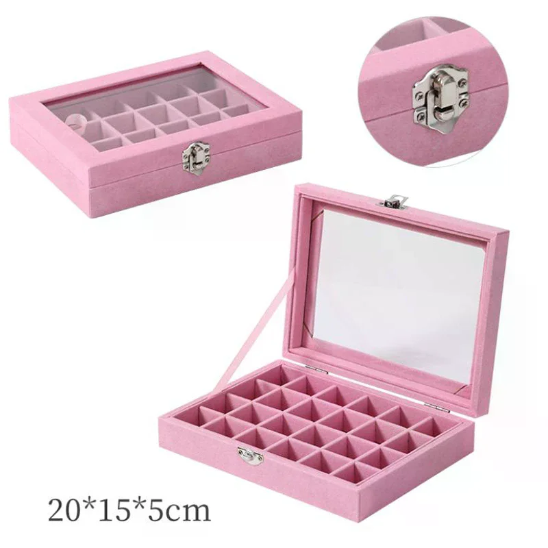 Transparent Window Large Capacity 24 Grid Jewelry Storage Box, Simple And High-end Ring Necklace Jewelry Storage Display Box