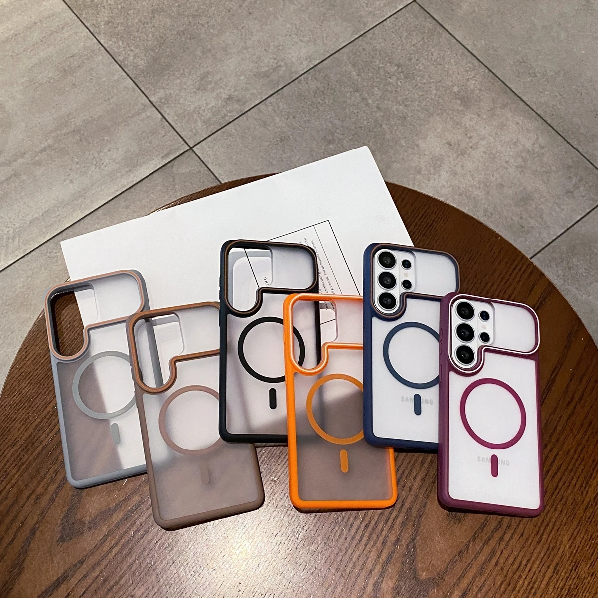 Matte Translucent Colorful Frame Skin Feel Phone Case For Samsung Galaxy S26 S25 S24 S23 Plus S22 S21 Ultra S20 FE 5G S26 Cover
