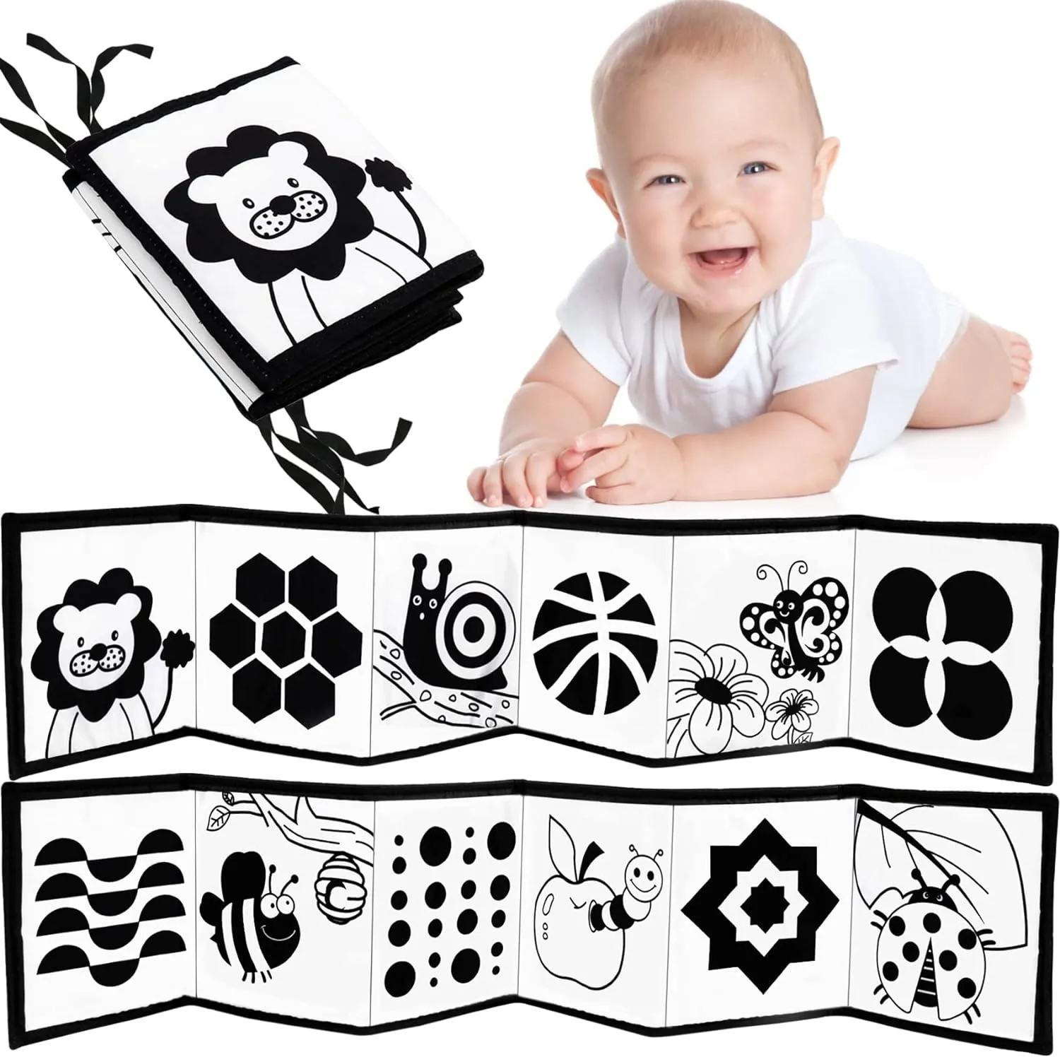 黒白の高コントラストソフトクロスブック感覚紙おもちゃ早期教育お腹時間新生児幼児男の子女の子幼児