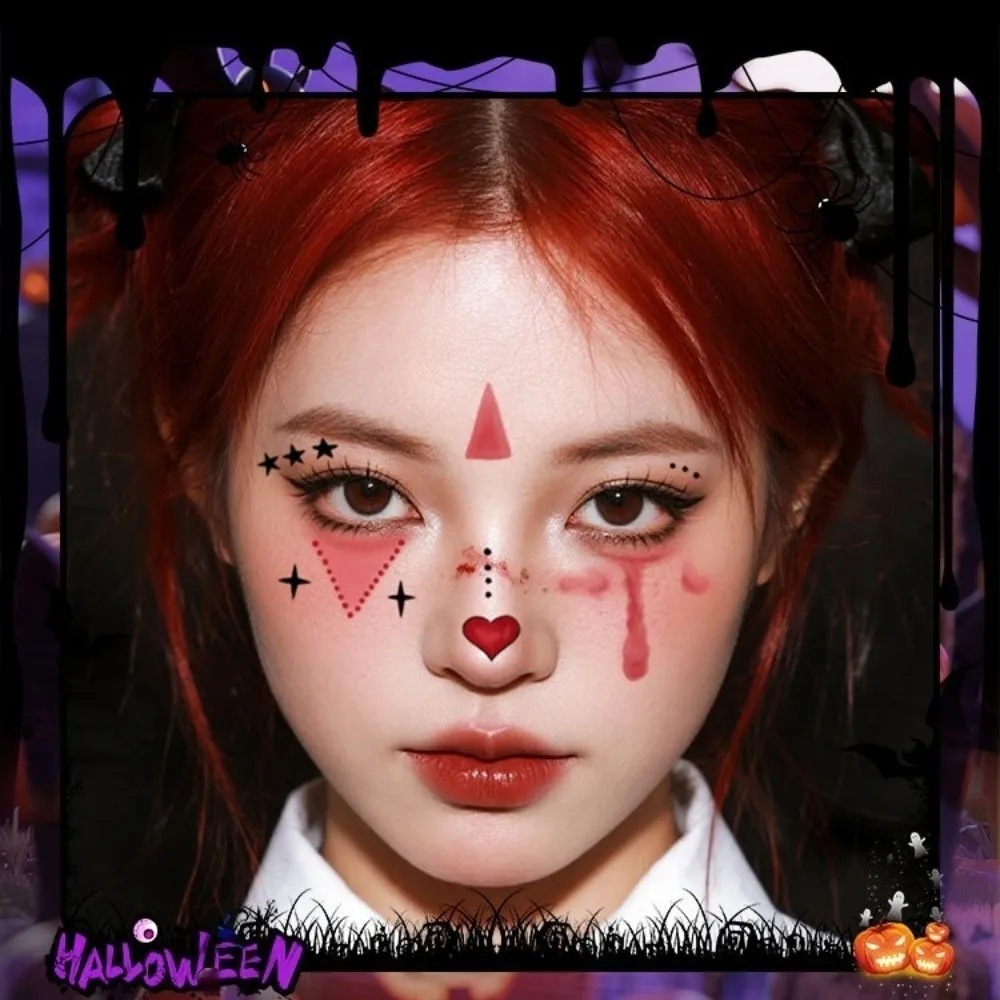 Make Up Joker Face Tattoo Sticker Waterproof Realistic Circus Clown Temporary Tattoo DIY Art Spider Web Tattoo Sticker