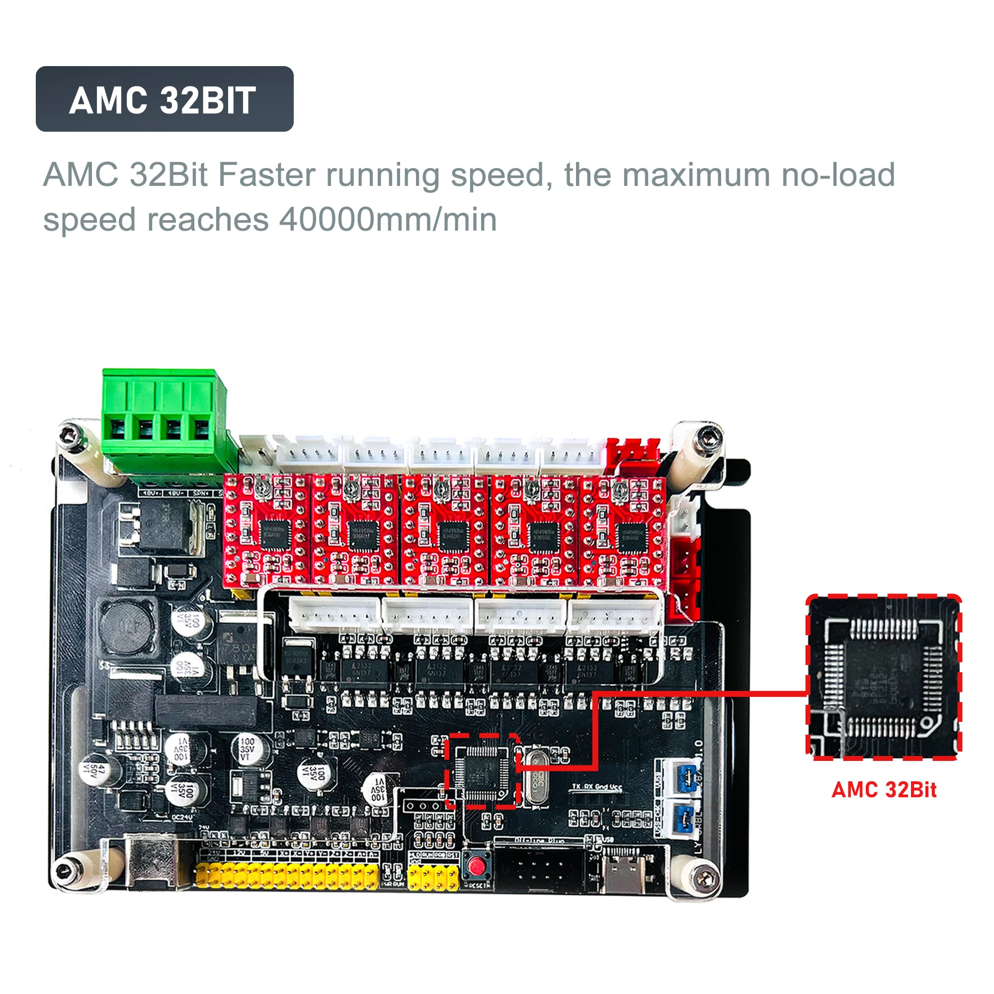 CNC 4AXIS Controller MCU32 Bit 32GRBL Stepper Motor Driver XYZA  Axis Driver Board Spport 500W Spindle for CNC Milling Machine