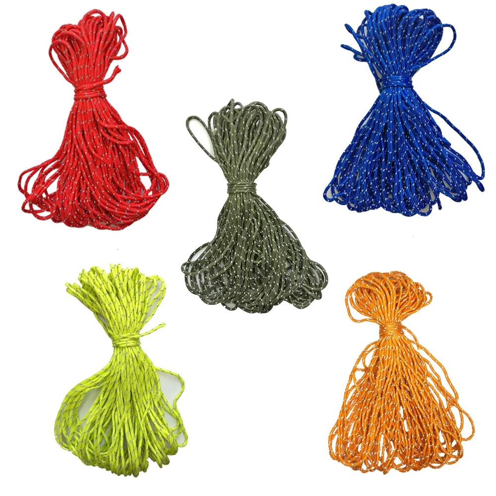 Reflective Paracord Tent Cord Rope Camping Awning Rope Runner Guy Line Tent Fastener Wind Rope Buckle Triangle Fastener Stopper